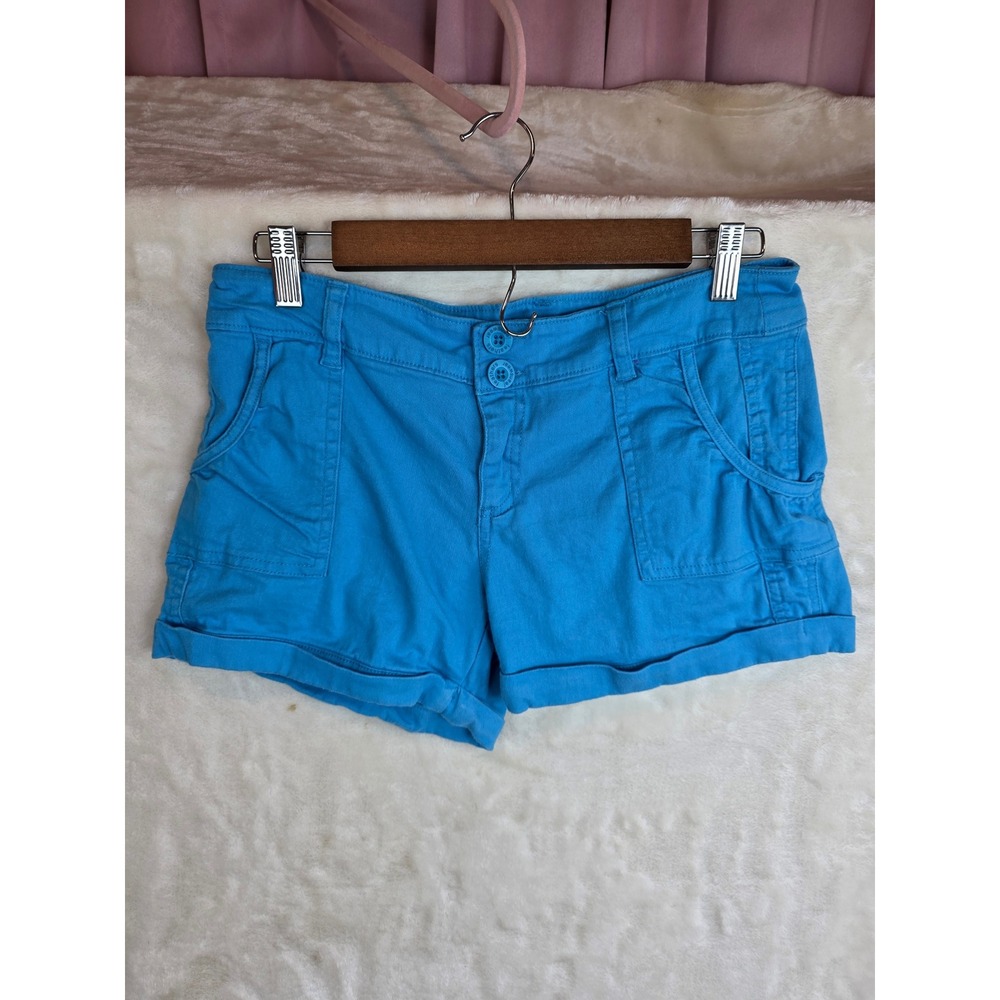 Feathers Jeanswear Blue Utility Shorts Womens Medium Double Button‎ Cuffed Hem